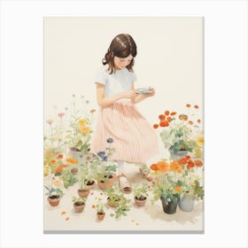 Girl In The Garden Canvas Print