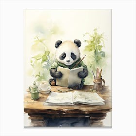 Panda Art Writing Watercolour 2 Canvas Print