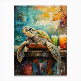 Sea Turtle At The Beach Bar 7 Canvas Print