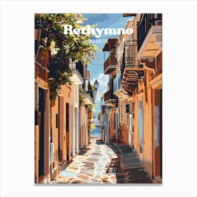 Rethymno Greece Streetview Digital Travel Art Canvas Print