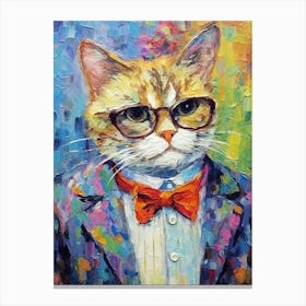 Cat Vogue Canvas; A Whiskered Masterpiece Canvas Print