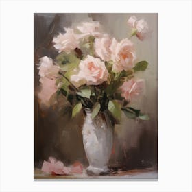 Pastel Pink Vintage Rose Painting Canvas Print