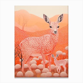 Wild Animal Linocut Orange Inspired Canvas Print