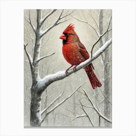 Cardinal In Snow 1 Canvas Print