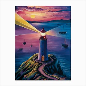 Lighthouse At Sunset 4 Canvas Print