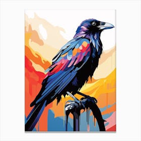 Colourful Geometric Bird Raven 1 Canvas Print