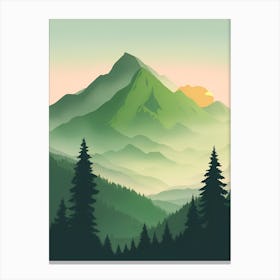 Misty Mountains Vertical Composition In Green Tone 72 Canvas Print