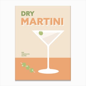 Martini Cocktail Colourful Retro Wall Canvas Print