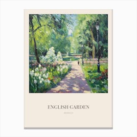 English Garden Park Munich Germany Vintage Cezanne Inspired Poster Canvas Print