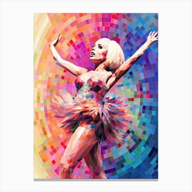 Woman Dancing Disco Ball Geometric 1 Canvas Print