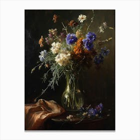Baroque Floral Still Life Scabiosa 3 Canvas Print