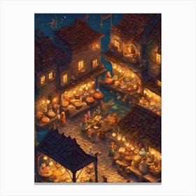 Fantasy Village At Night Canvas Print