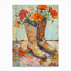 Cowboy Boots And Wildflowers 3 Canvas Print