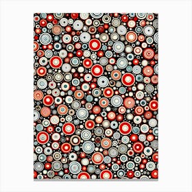 Retro Futuristic Seamless Pattern Featuring Stylized Atoms Vibrant Red And Black And White colors, 271 Canvas Print