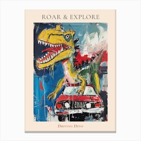 Abstract Dinosaur Paint Splash In Car 2 Poster Canvas Print