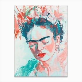 Frida Kahlo Zeichnung, Abstrakte malerei Skizze, sanfte Farben Canvas Print