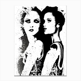 Two Women In Black And White Canvas Print