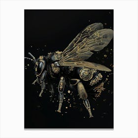 Golden Bee Illustration Canvas Print