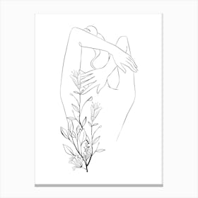 Flower Girl Line Drawing Canvas Print