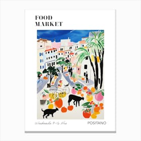 The Food Market In Positano 4 Illustration Poster Canvas Print