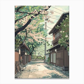 Kyoto Japan 2 Retro Illustration Canvas Print