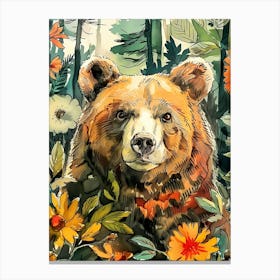 Brown Bear In The Forest animal art Canvas Print