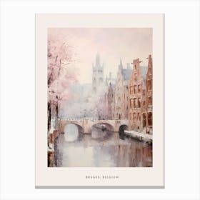 Dreamy Winter Painting Poster Bruges Belgium 4 Canvas Print