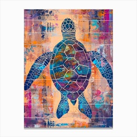 Rainbow Sea Turtle Mixed Media Painting Canvas Print