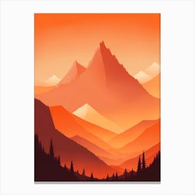 Misty Mountains Vertical Composition In Orange Tone 111 Canvas Print
