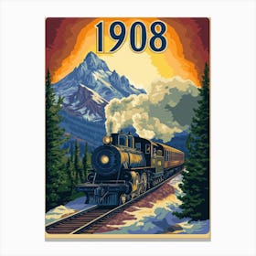 Aihrgdesign A Nostalgic Poster Of A Steam Locomotive Travelin Ba122907 7a66 4210 884d 8301808a49cd 2 Canvas Print