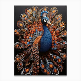 Default Australian Aboriginal Dot Painting Style Art Peacock 1 (1) Canvas Print