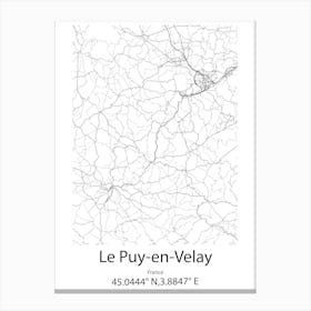 Le Puy En Velay,France Minimalist Map Canvas Print