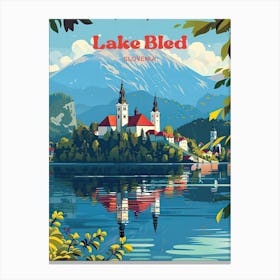 Lake Bled Castle Digital Travel Illustration Canvas Print