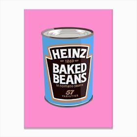 Blue Heinz Baked Beans On Pink Canvas Print
