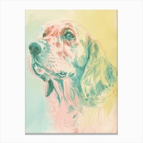 Pastel Clumber Spaniel Dog Pastel Line Illustration  2 Canvas Print