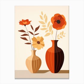 Two Vases With Flowers 4 Canvas Print