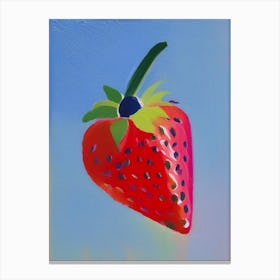 A Single Strawberry, Fruit, Colourful Brushstroke Painting Canvas Print