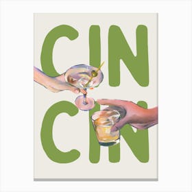 Cin Cin Retro Bar Cart Kitchen Vintage 5 Canvas Print