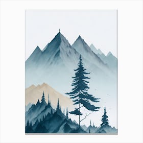 Mountain And Forest In Minimalist Watercolor Vertical Composition 158 Canvas Print