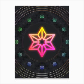 Neon Geometric Glyph in Pink and Yellow Circle Array on Black n.0054 Canvas Print