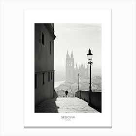 Poster Of Segovia, Spain, Black And White Analogue Photography 2 Canvas Print