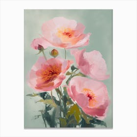 Roses Flowers Acrylic Painting In Pastel Colours 1 Canvas Print