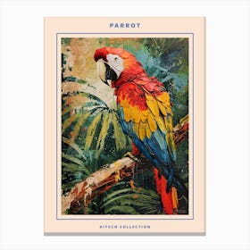 Parrot Brushstrokes Poster 4 Canvas Print