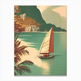 Palawan Island Malaysia Vintage Sketch Tropical Destination Canvas Print