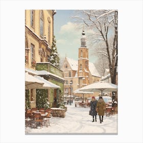 Vintage Winter Illustration Munich Germany 1 Canvas Print