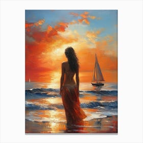 Sunset On The Beach Canvas Print