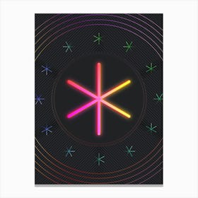 Neon Geometric Glyph in Pink and Yellow Circle Array on Black n.0124 Canvas Print