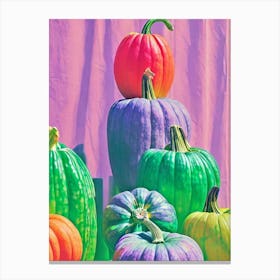 Delicata Squash 3 Risograph Retro Poster vegetable Canvas Print