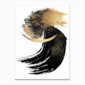 Black And Gold Brushstrokes 3 Canvas Print