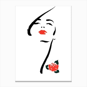 Woman With A Rose Canvas Print